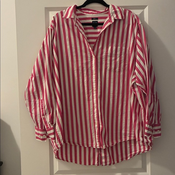GAP Size XL 100% Organic Cotton Big Shirt - Pink & White - Picture 2 of 5